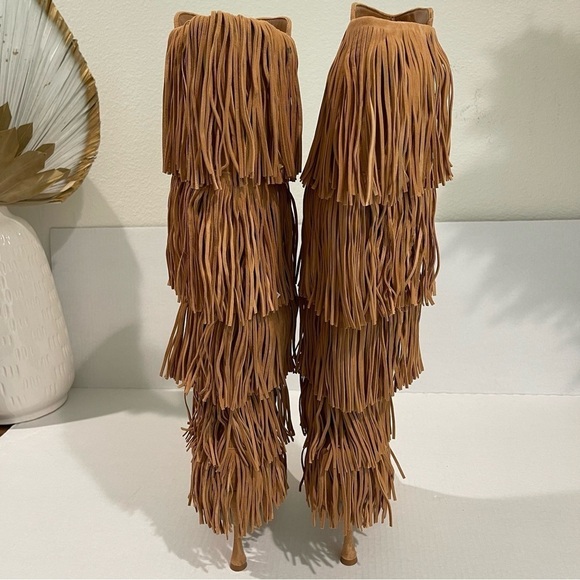 Women’s Vince Camuto Tan Fringe Panaryaz Knee High Boots Size 8.5 US! - Picture 6 of 9